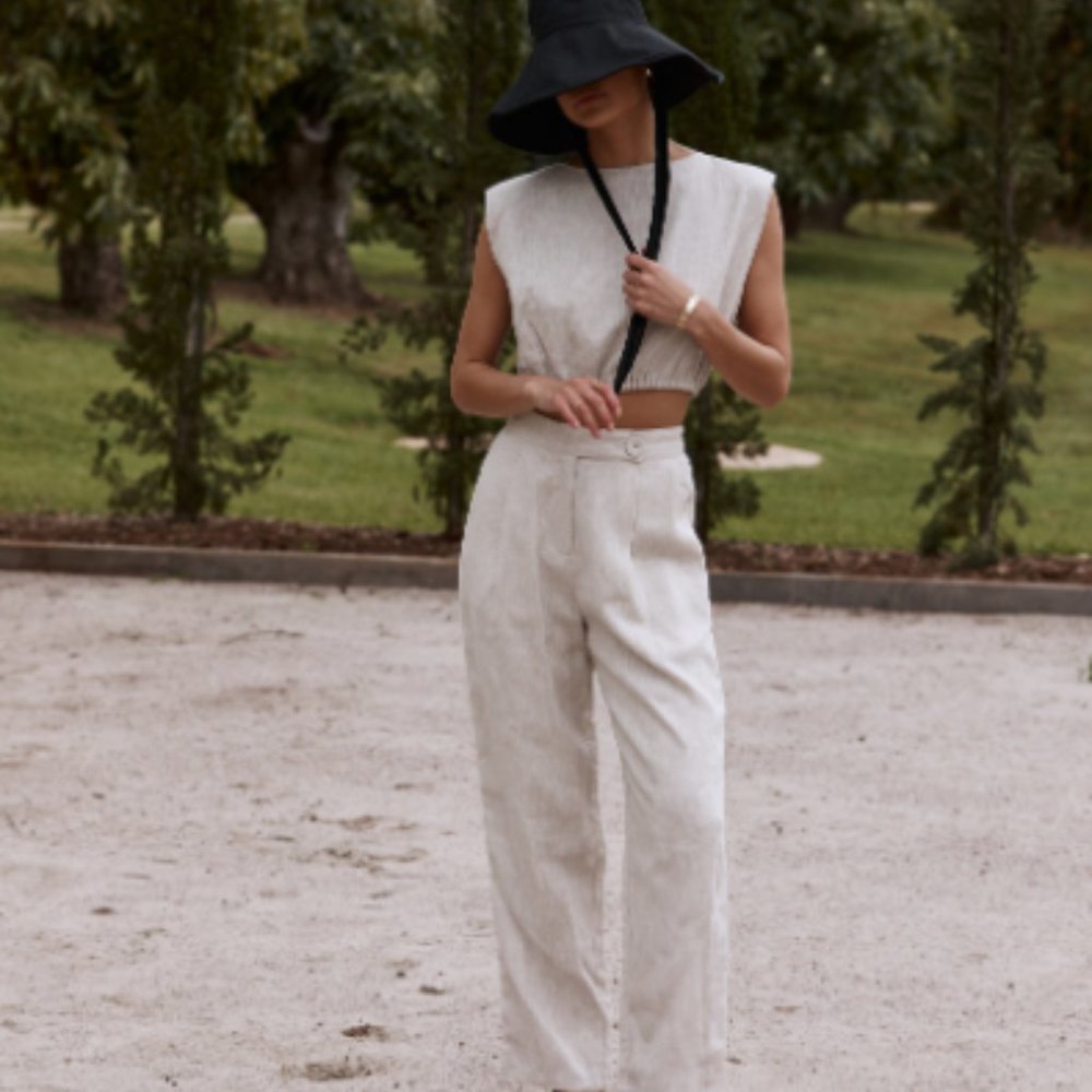 TASS natural linen tapered pant